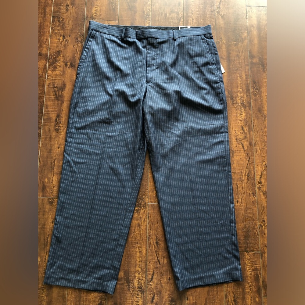 Perry Ellis Portfolio W42 L30 Navy Blue Striped  NWT Men's Blue Striped Pants
